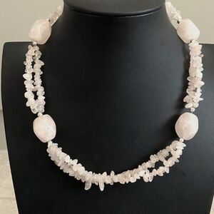 Artisan Rose Quartz Silver Beaded Necklace sterling 925